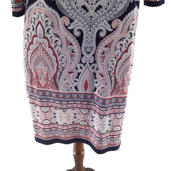 Isabel & Nina Black Burnt Orange and White Paisley Textured Shift Dress - Picture 12 of 12